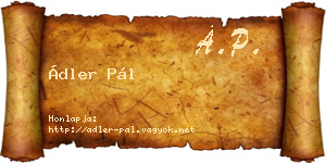 Ádler Pál névjegykártya